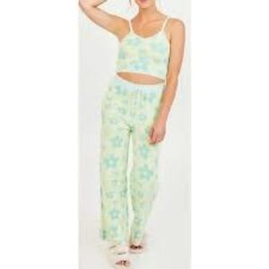 Altar’d State Retro Floral Print Lounge Pant Green Multi Size XS